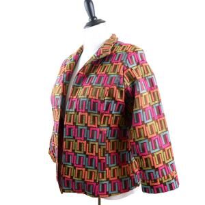 Vintage Painted Pony Size L Geometric Print Jacket Twill Multicolor
